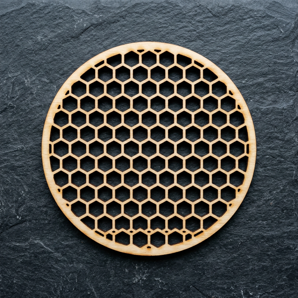 Laser-cut birch hex coaster